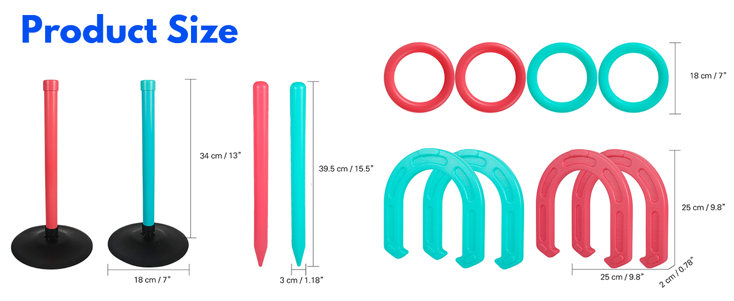 Giant Horseshoe Game Set for Adults and Families — Oversized Lawn Tossing Game with Giant Horseshoes, Rings, Stakes, and Stands
