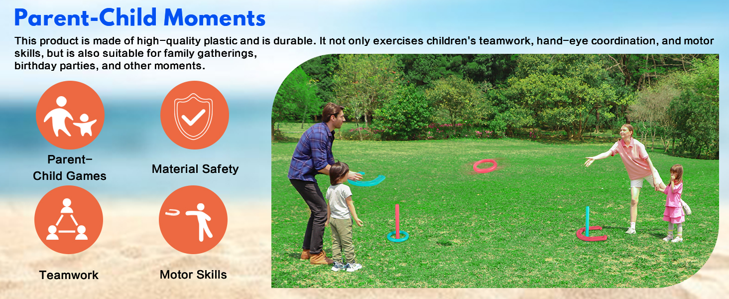 Giant Horseshoe Game Set for Adults and Families — Oversized Lawn Tossing Game with Giant Horseshoes, Rings, Stakes, and Stands