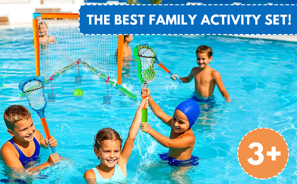Floating Pool Sports Equipment – Floating Goal with Multi-Sport Sticks, Balls