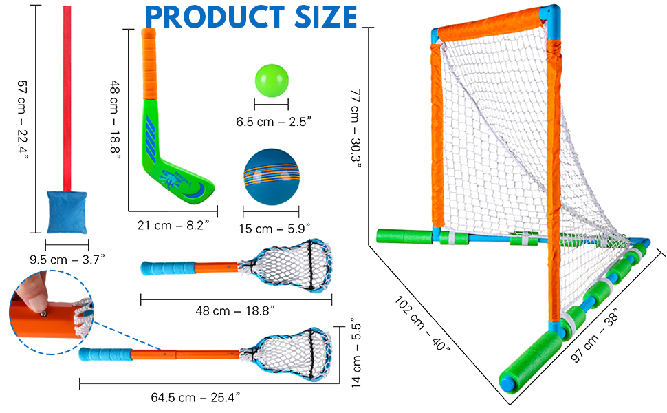 Floating Pool Sports Equipment – Floating Goal with Multi-Sport Sticks, Balls