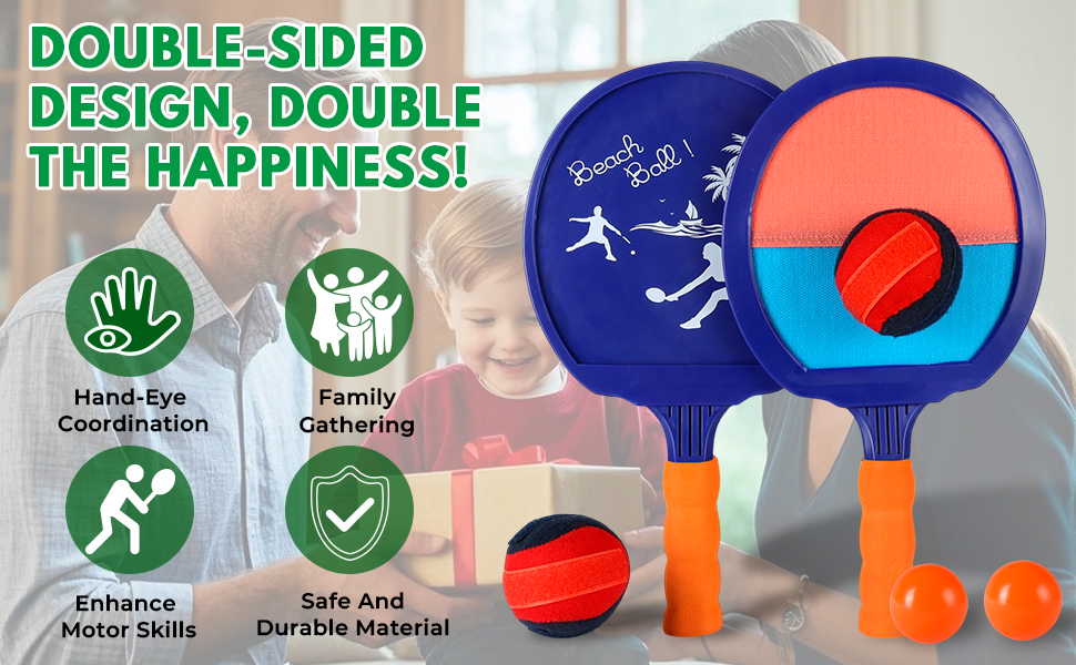 Beach Paddle Ball Set, Beach Ball Game Toy for Kids and Adults
