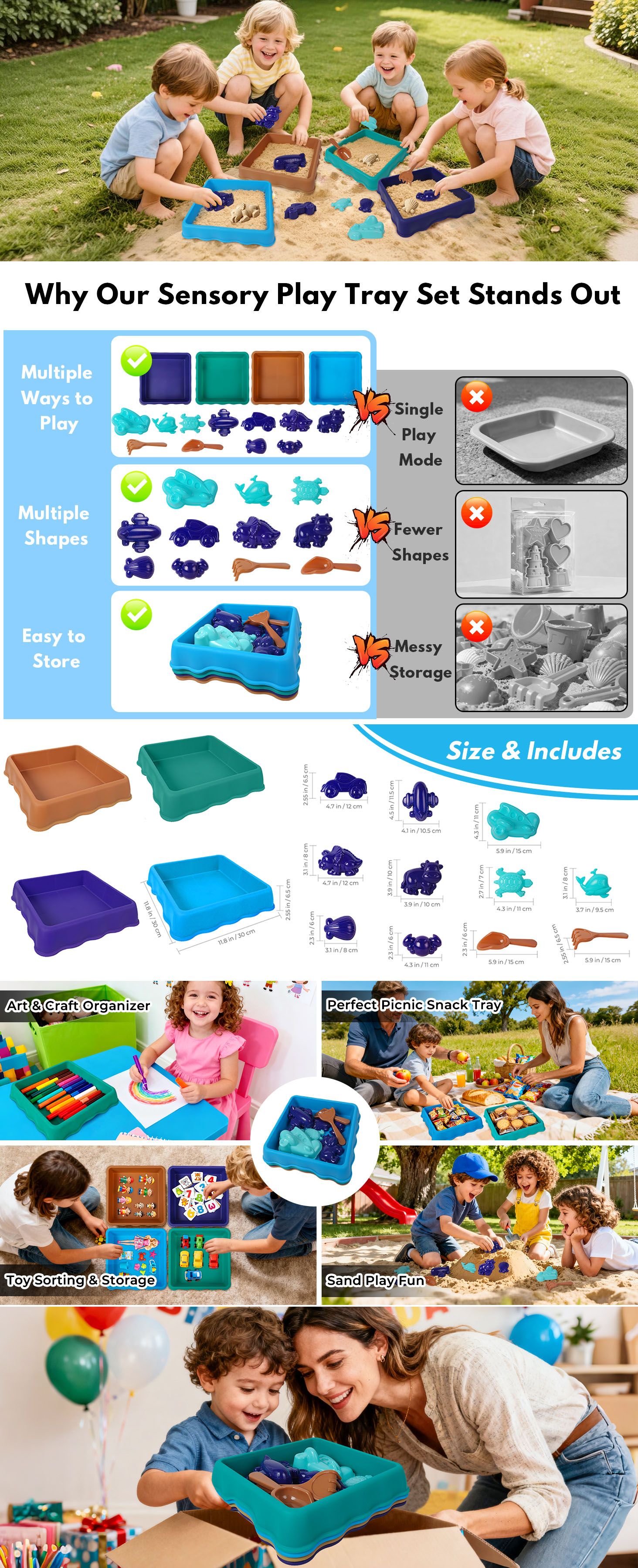 Kids Sensory Play Tray Set