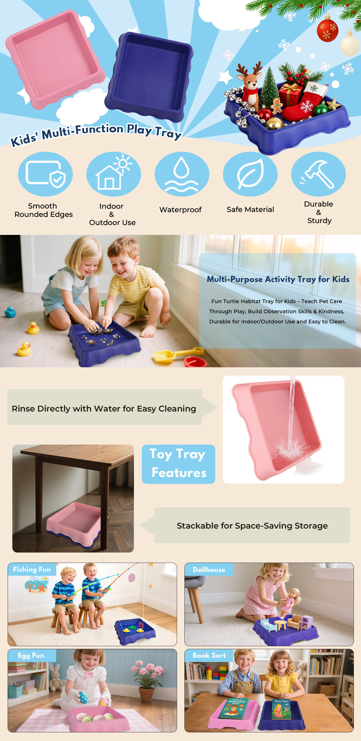 Kids Sensory Play Tray Set of 2