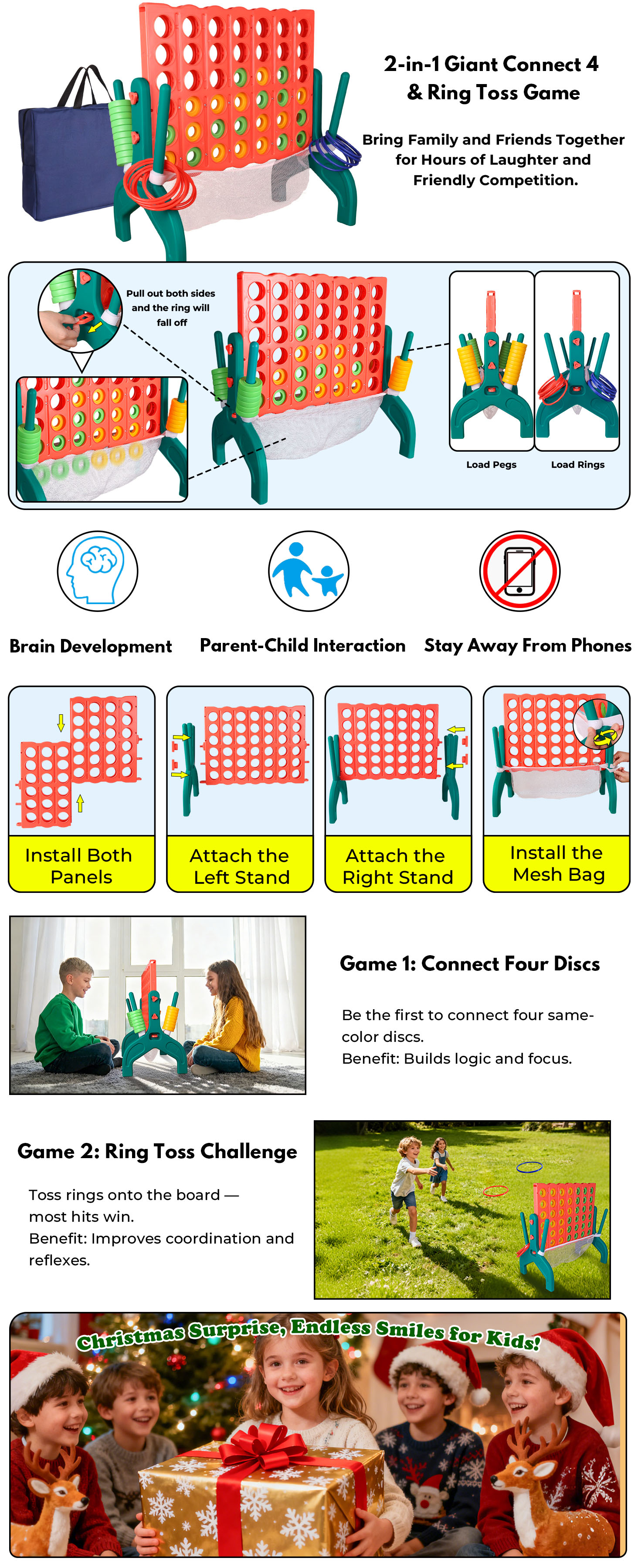 Giant Four in a Row Ring Toss Game