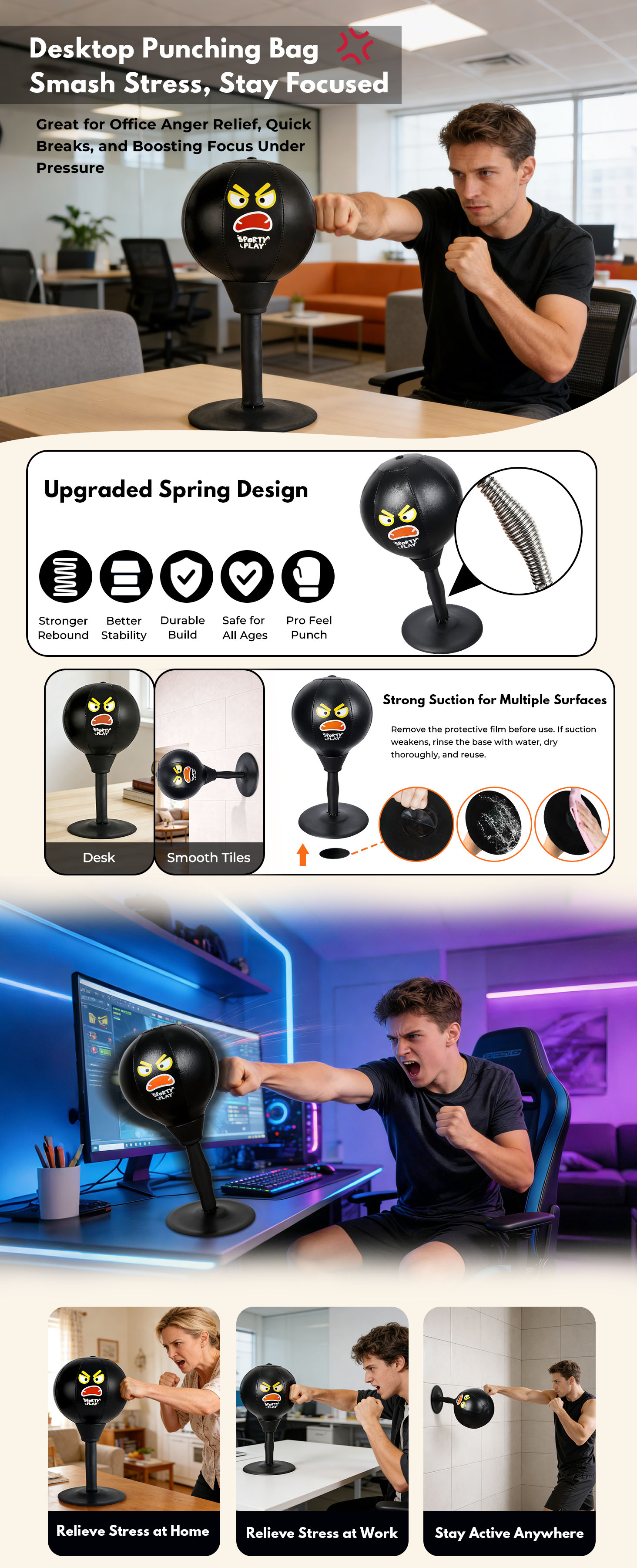 Desktop Punching Bag with Suction Base