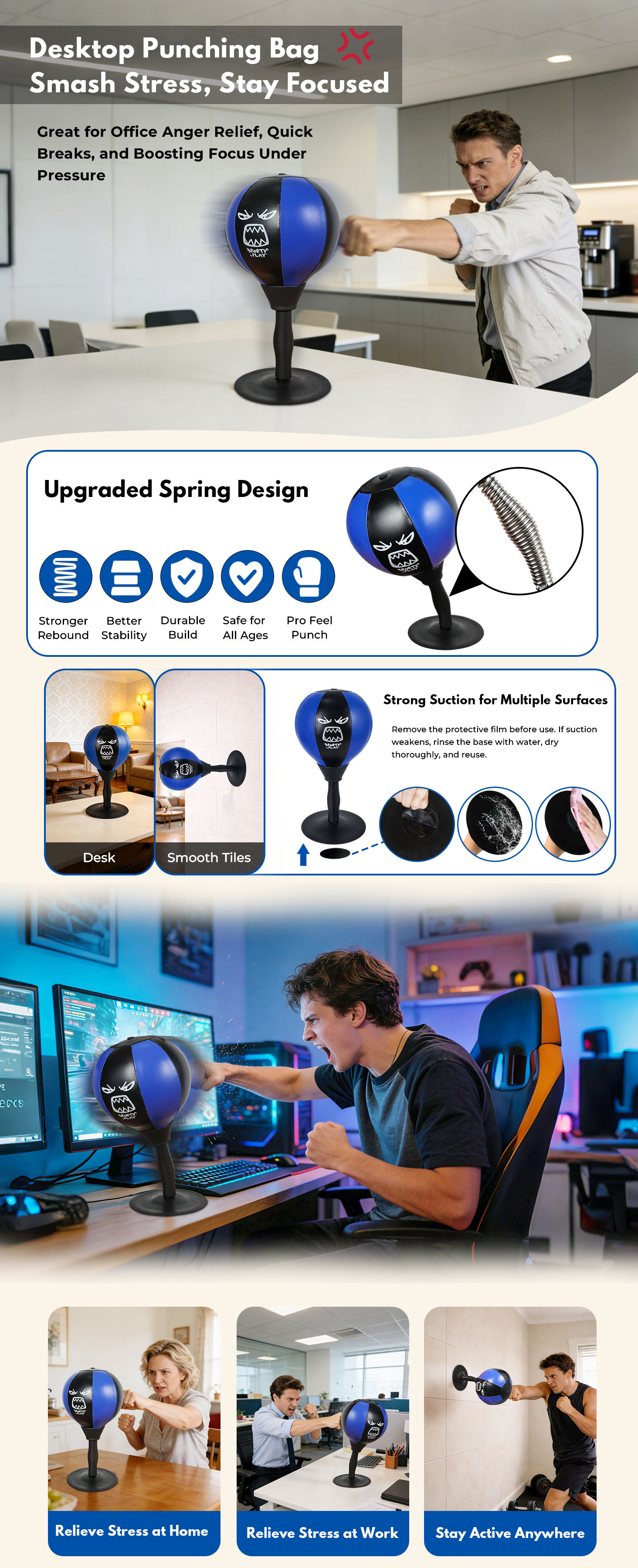 Desktop Punching Bag with Suction Base