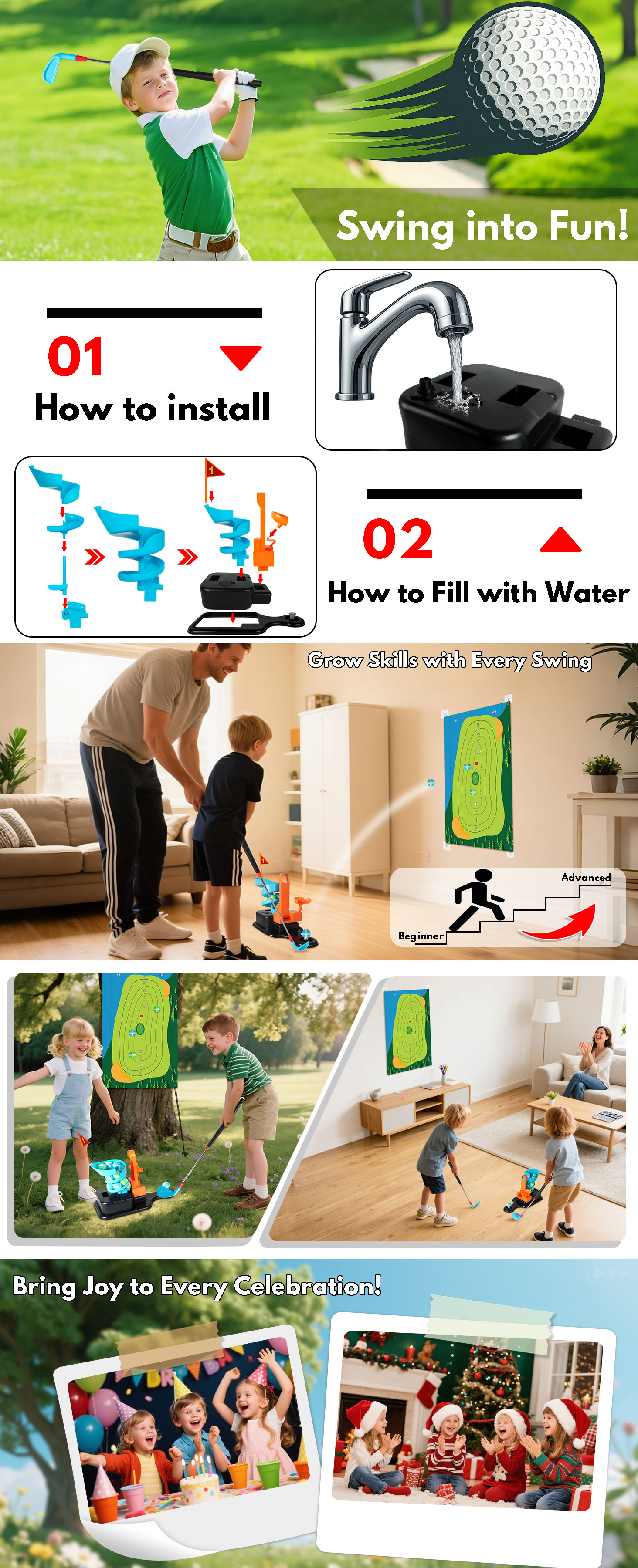 Kids Golf Training Tower Set