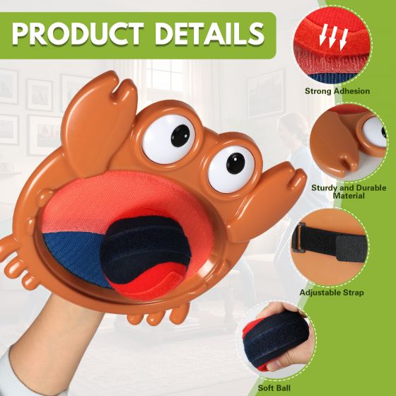 Waterproof Toss and Catch Ball Set, Soft and Safe Paddle Game with Unbreakable Crab Design – Perfect for Beach, Lawn, and Backyard