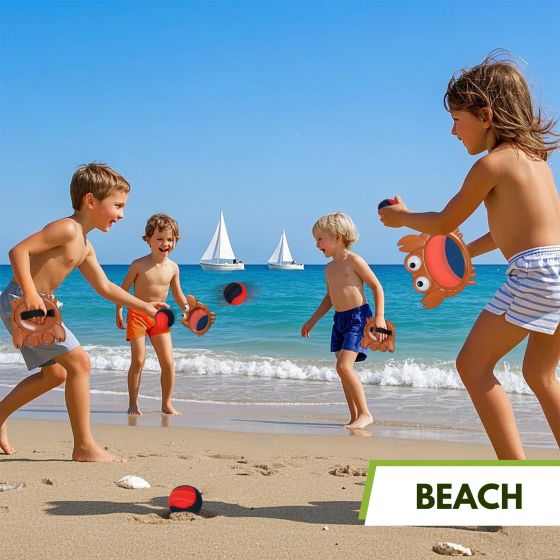 Waterproof Toss and Catch Ball Set, Soft and Safe Paddle Game with Unbreakable Crab Design – Perfect for Beach, Lawn, and Backyard