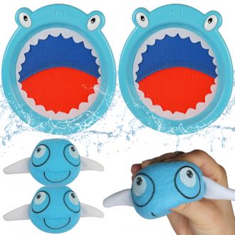 Waterproof Toss and Catch Ball Set — Soft & Safe Paddle Game with Shatterproof Shark Design — Ideal for Beach, Lawn, and Backyard