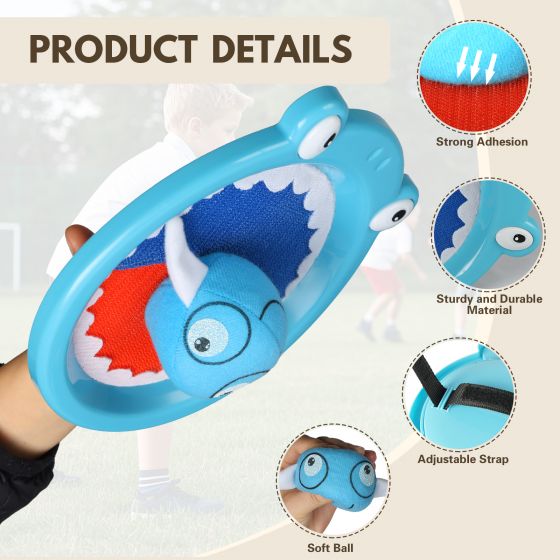 Waterproof Toss and Catch Ball Set — Soft & Safe Paddle Game with Shatterproof Shark Design — Ideal for Beach, Lawn, and Backyard