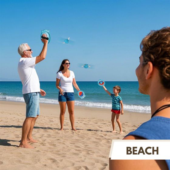 Waterproof Toss and Catch Ball Set — Soft & Safe Paddle Game with Shatterproof Shark Design — Ideal for Beach, Lawn, and Backyard