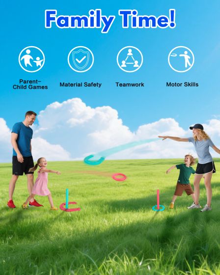 Giant Horseshoe Game Set for Adults and Families — Oversized Lawn Tossing Game with Giant Horseshoes, Rings, Stakes, and Stands