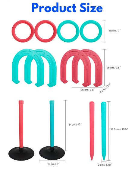 Giant Horseshoe Game Set for Adults and Families — Oversized Lawn Tossing Game with Giant Horseshoes, Rings, Stakes, and Stands