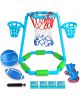Inflatable Floating Pool Basketball Hoop Set with 2 Water Balls and Pump, Portable Water Sport Equipment