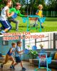 Inflatable Floating Pool Basketball Hoop Set with 2 Water Balls and Pump, Portable Water Sport Equipment