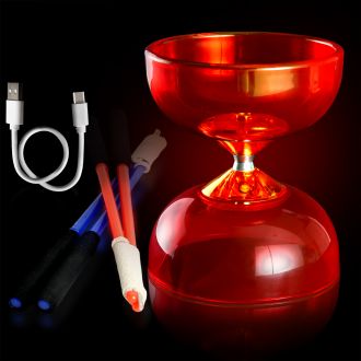 Chinese Diabolo Set Triple Bearings LED Diabolo Yoyo Toy with 2 Pairs Diabolo Sticks 2ropes and 1Light Up Diabolo for Kids Beginners