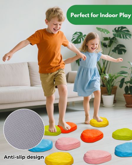Soft non-slip balancing stepping stones - develop children's balance and coordination and improve motor skills - stepping stones for children, suitable for indoor and outdoor use