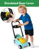 Kids' lawnmower with realistic mowing motions and sound effects, no batteries required.