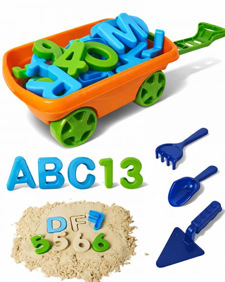 Kids Alphabet & Number Sand Play Wagon Set