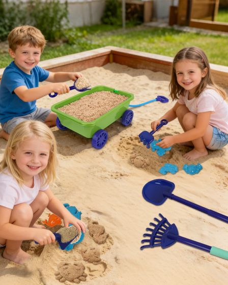 Kids Sand Wagon Play Set with Pull Handle