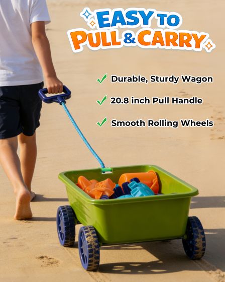 Kids Sand Wagon Play Set with Pull Handle