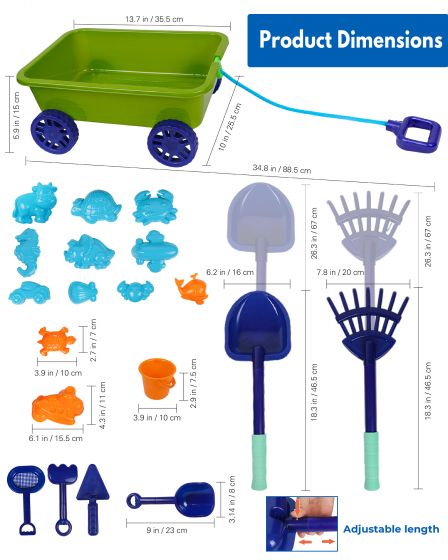 Kids Sand Wagon Play Set with Pull Handle