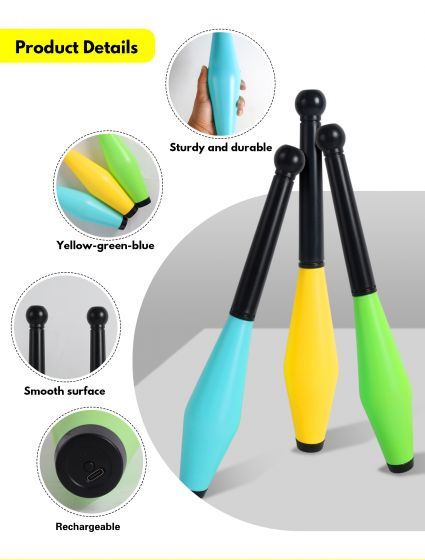 LED Juggling Sticks for Kids - Glow in the Dark Great for Developing Skills and Coordination Fun Gift for Birthdays and Holidays