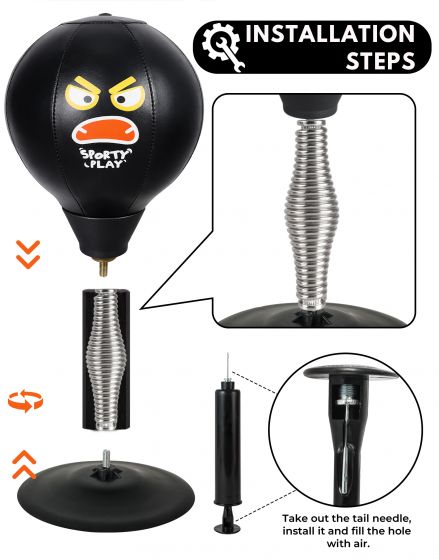 Black Desktop Punching Bag with Suction Base