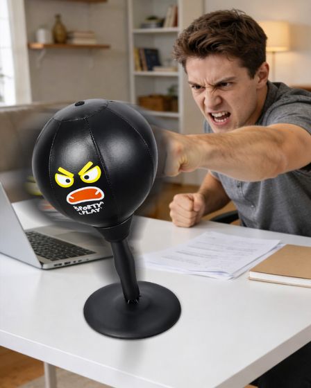 Black Desktop Punching Bag with Suction Base