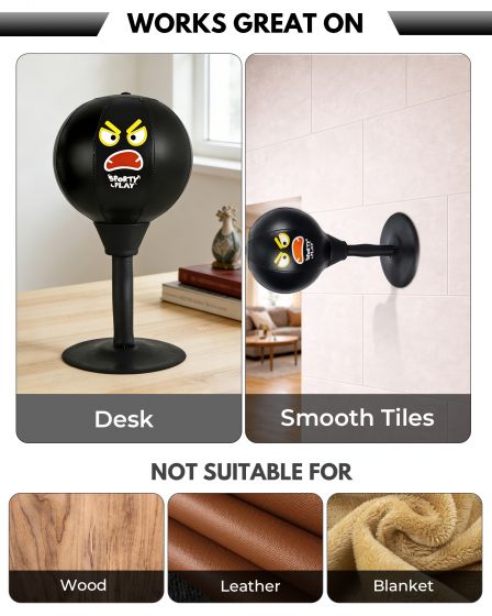 Black Desktop Punching Bag with Suction Base