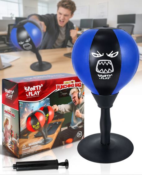 Blue Desktop Punching Bag with Suction Base