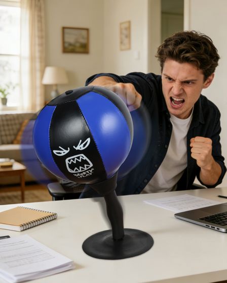 Blue Desktop Punching Bag with Suction Base