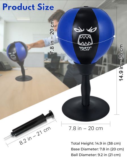 Blue Desktop Punching Bag with Suction Base