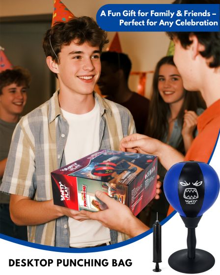 Blue Desktop Punching Bag with Suction Base