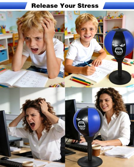 Blue Desktop Punching Bag with Suction Base