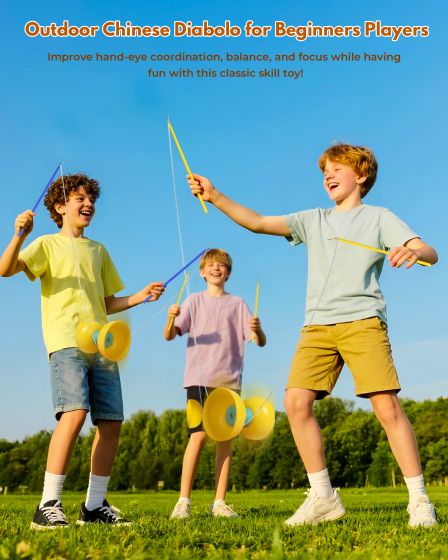 4 in 1, juggling game set, indoor and outdoor, diabolo, juggling ball, juggling scarf, juggling disc, juggling sticks.